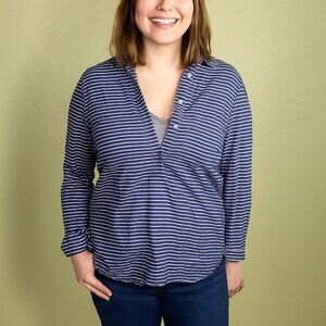 Blue stripped. Merona medium half button shirt